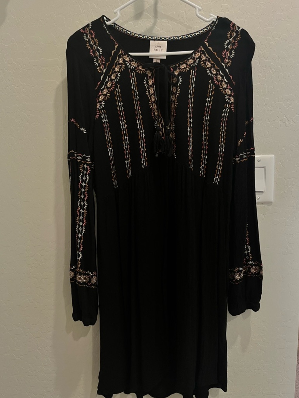 Black Embroidered Boho Dress